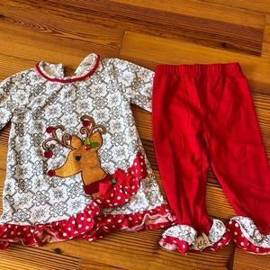 Rare Editions Raindeer Christmas outfit, 24m